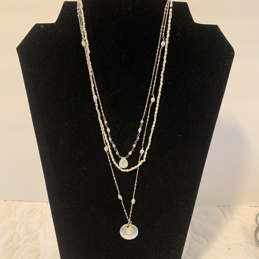 3 Strand “Dream” Silver & Pearl Necklace